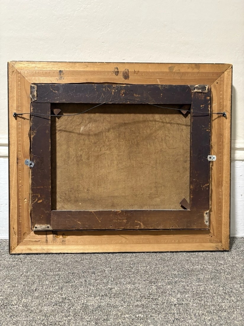 Early 20th Century Oil On Canvas Folk Art Landscape Painting - 3