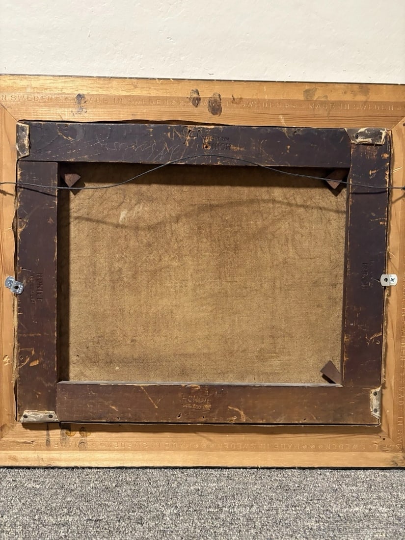 Early 20th Century Oil On Canvas Folk Art Landscape Painting - 4