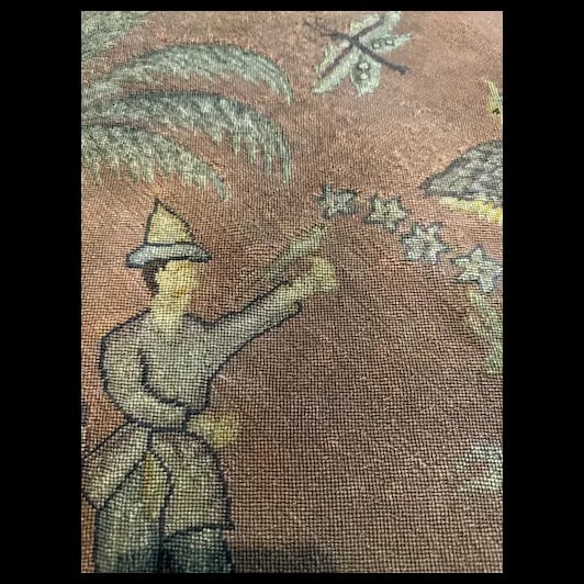 Antique Folk Art Needlepoint w/ artists initials - 4