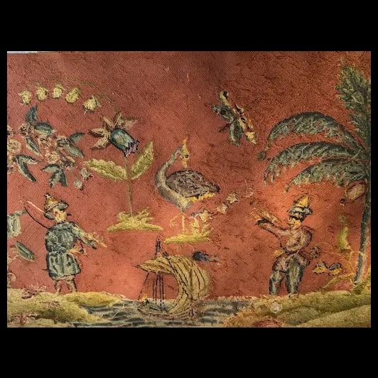 Antique Folk Art Needlepoint w/ artists initials - 6