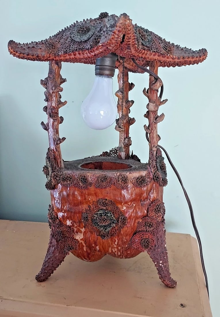Rare Hawaiian table lamp coconut starfish estate fresh Polynesian (1 of 7)