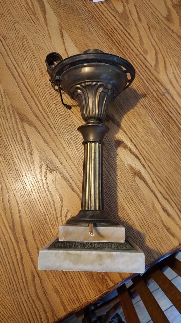 Antique Cast Brass Astral Solar Lamp Converted (1 of 3)