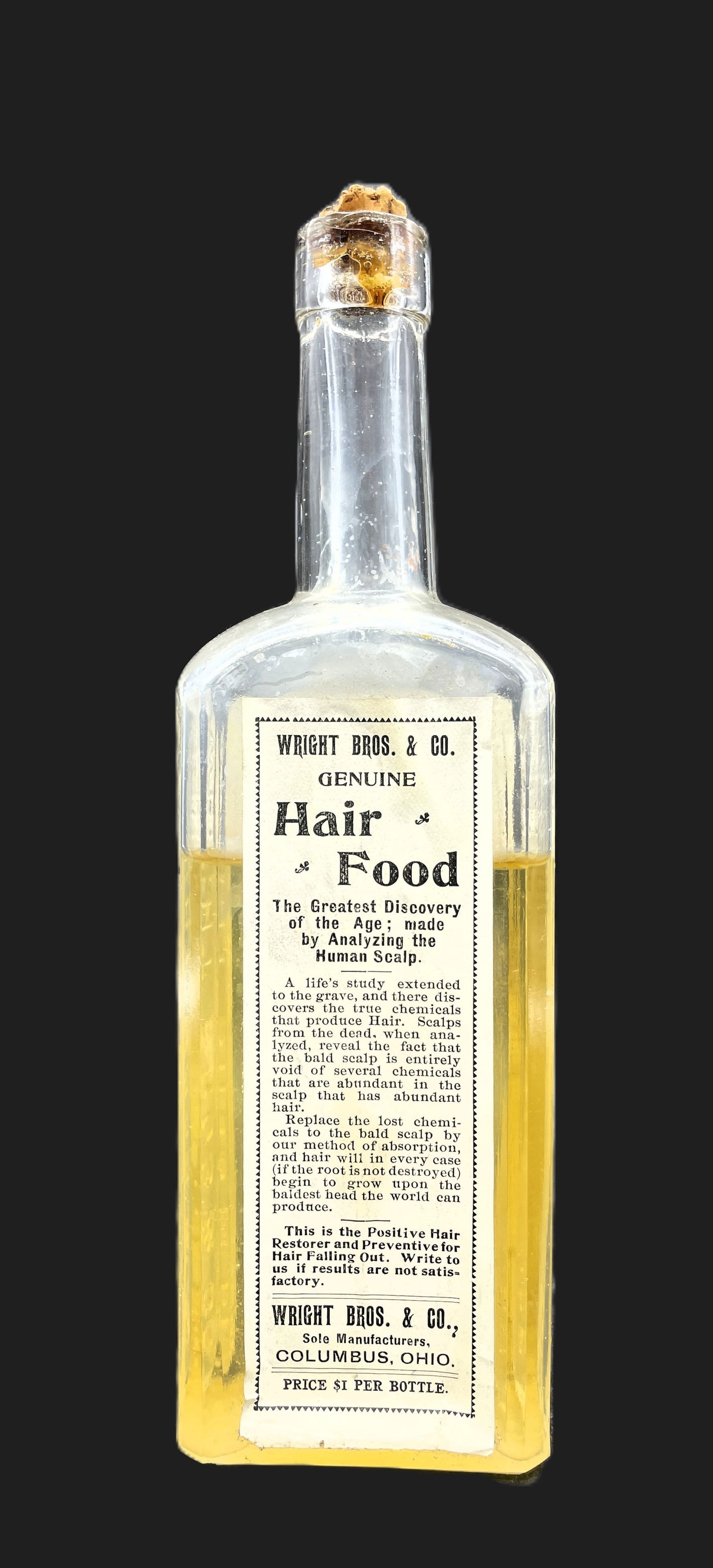 Antique Medical Snake Oil Bottle Wright Bros Hair Food (1 of 8)