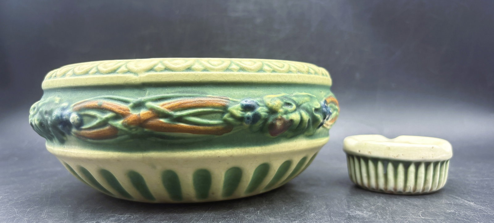 1923 Roseville Corinthian Bowl w/ Flower Frog (1 of 6)