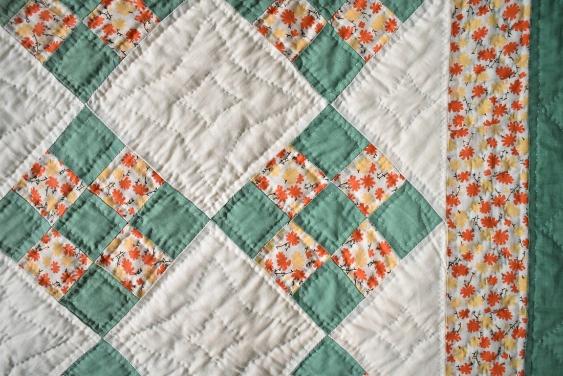 Large 30's Nine Patch Quilt - 6
