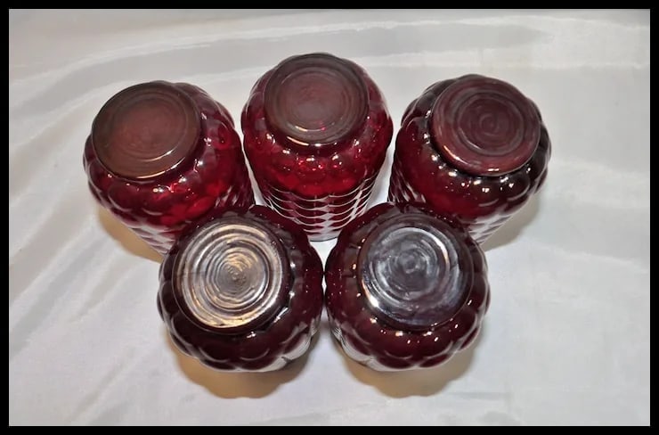 Rare Anchor Hocking Royal Ruby Bubble 16 oz. Lemonade Tumblers - 5