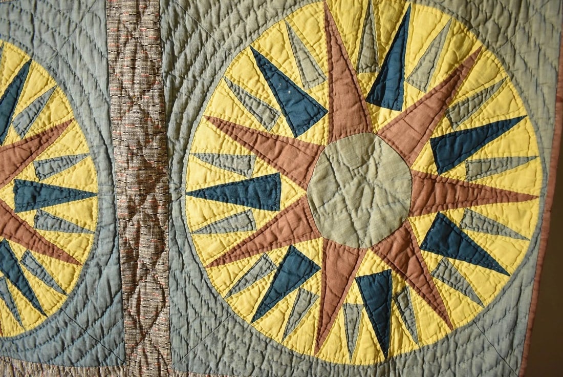 1870's Mariner's Compass Quilt - 8