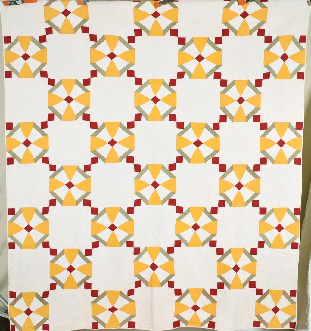 1880's Red & Cheddar Windmill Quilt (1 of 8)
