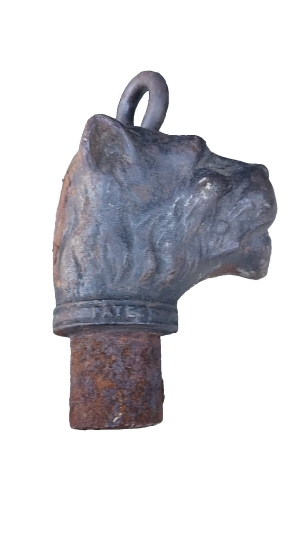 19th century Cast Iron Hitching Post Combined Water Spout Cat Lion Pat Pend rare (1 of 5)