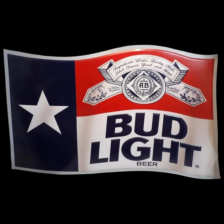 Rare Vintage Bud Light Texas Flag Metal Sign (1 of 8)