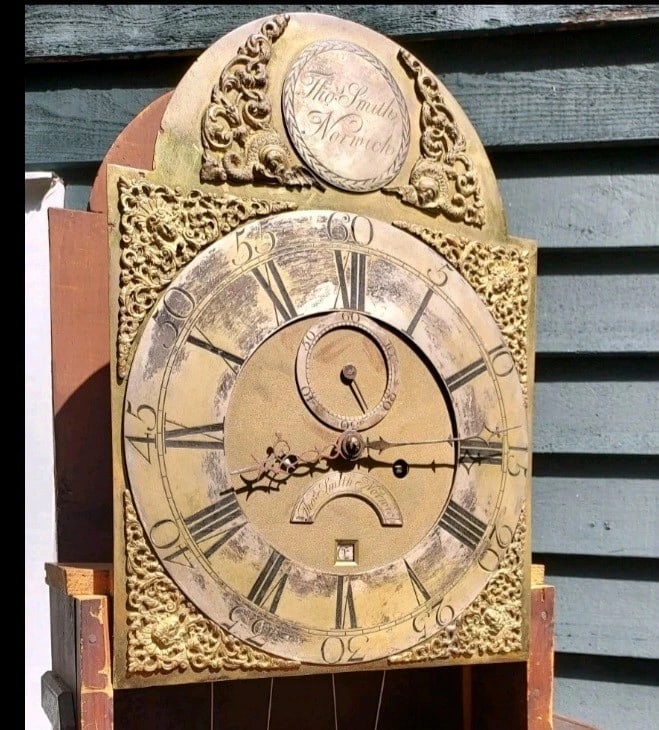 19th Century Grandfather Clock Thomas Smith Norwich WORKS ONLY (1 of 4)