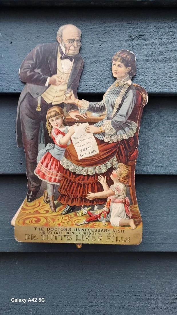 Antique Die Cut Advertising Piece Tulls Liver Pills (1 of 2)