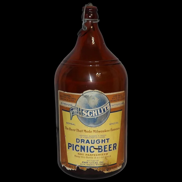 Rare 1934 Draught Picnic Beer ½ Gallon Schlitz Beer Bottle (1 of 8)