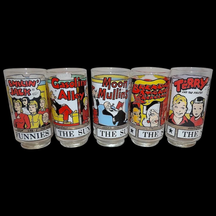 Vintage Newspaper Sunday Funnies Drinking Glasses by Libbey (1 of 11)