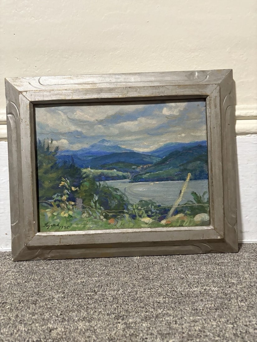 1935 Artist Signed Oil On Board Landscape Painting - 2