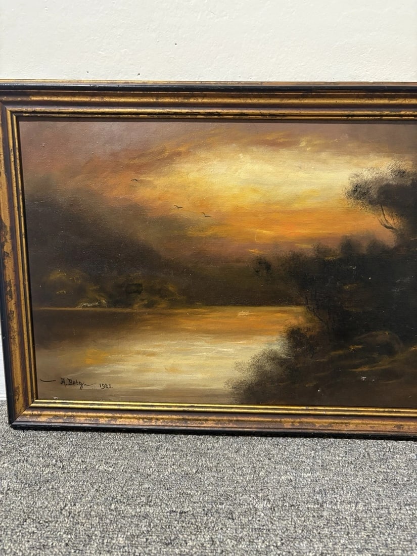 Artist Signed Oil On Canvas Landscape Painting - 3