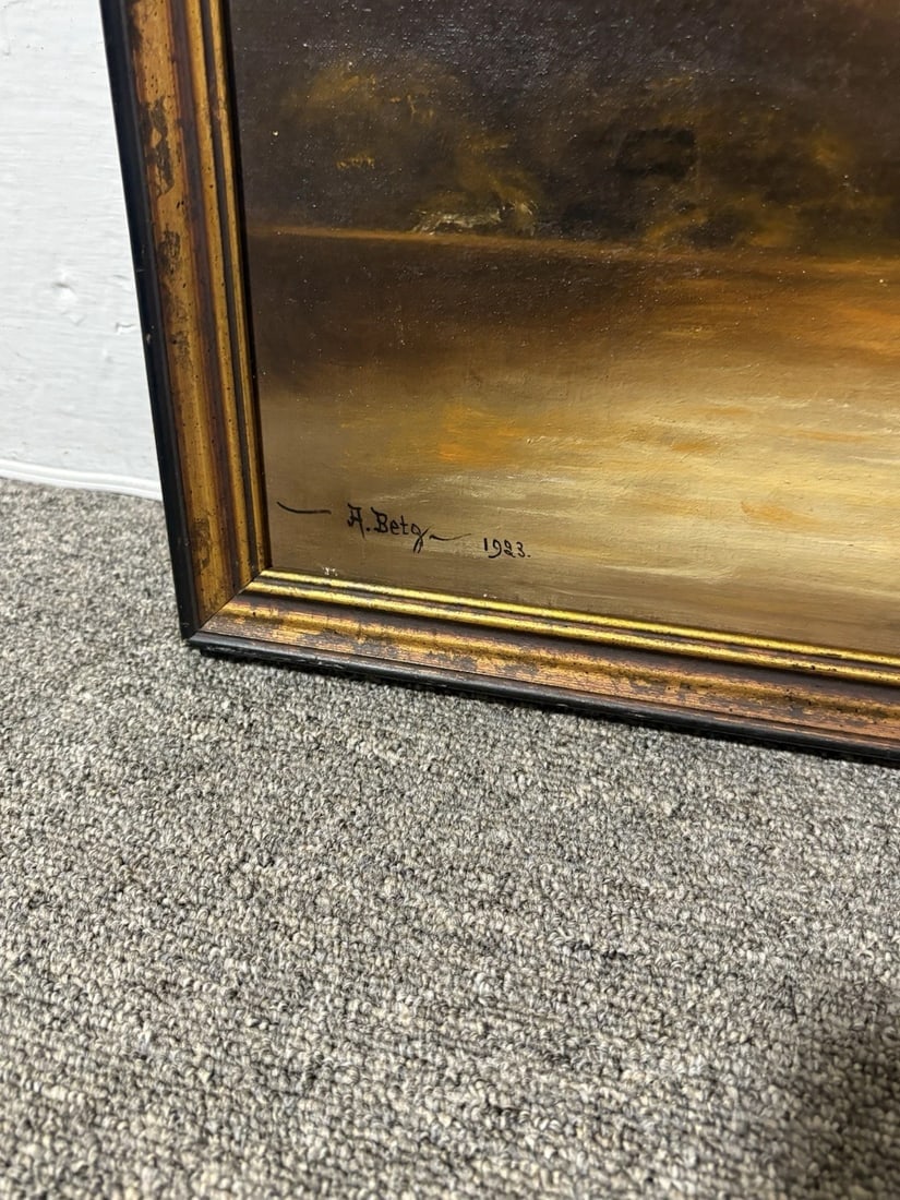 Artist Signed Oil On Canvas Landscape Painting - 6