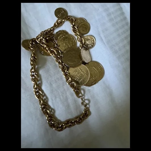 Vintage Franklin Mint Heavy Chain Caribbean Coin Necklace 24K Gold Plated - 4