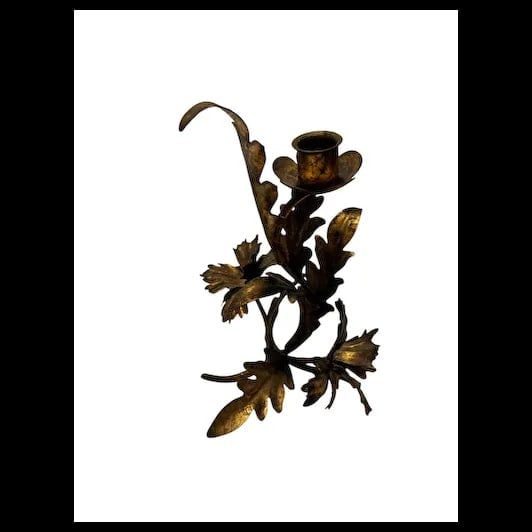 VINTAGE Italian Gold Toleware Metal Candle holder - 3
