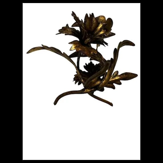 VINTAGE Italian Gold Toleware Metal Candle holder - 5