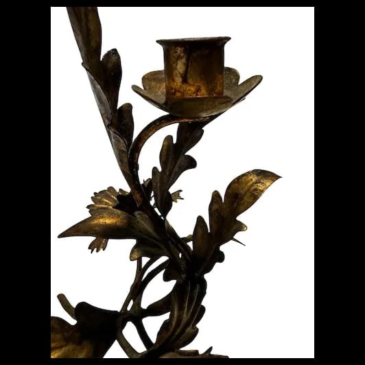 VINTAGE Italian Gold Toleware Metal Candle holder - 6