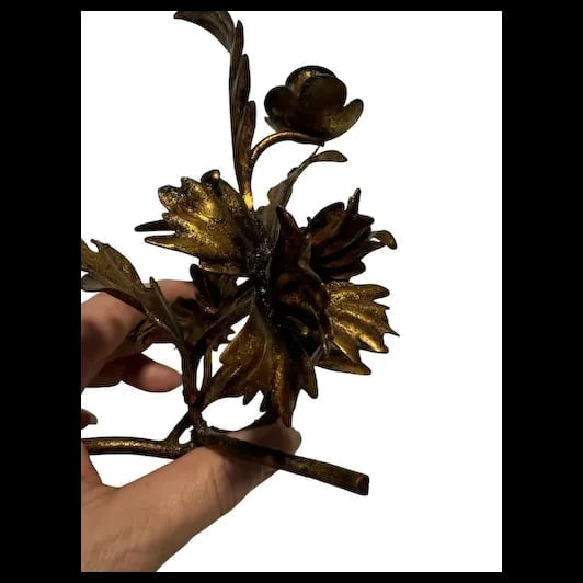VINTAGE Italian Gold Toleware Metal Candle holder - 9