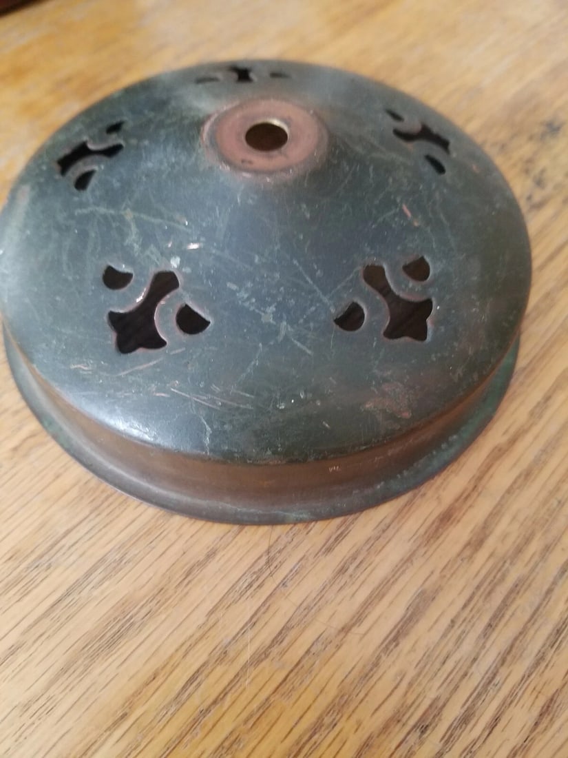 Antique heat cap shade arts crafts patina bronze (1 of 3)