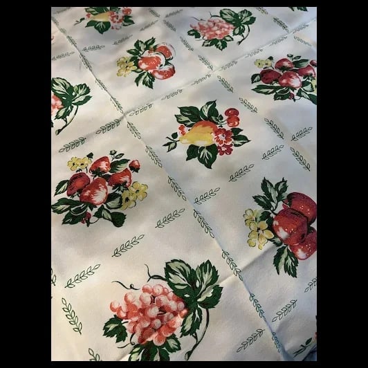 Vintage 1950s MINT Bark cloth table cloth 46x50" never used - 8