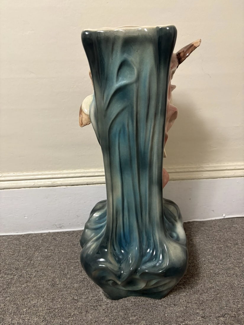 Terre D’Eclance Charenton Art Nouveau Pottery Cherub Majolica Unbrella Stand - 5