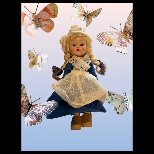 Vintage vogue doll Ginny in box dutch girl painted lash strung 1950s - 2