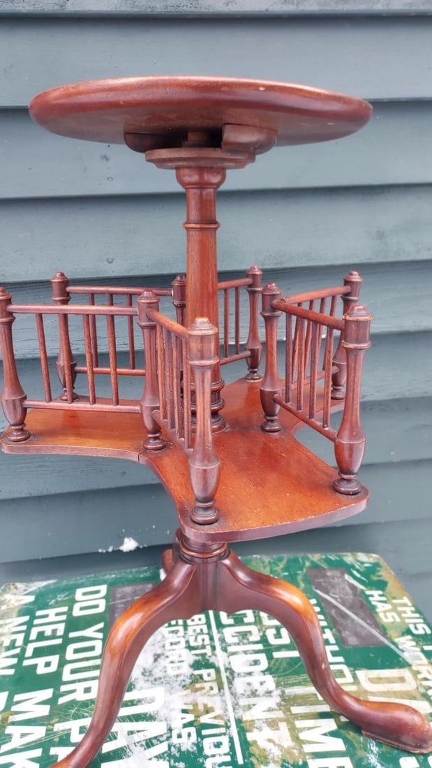 Antique Mahogany Library Stand End Table rare (1 of 6)