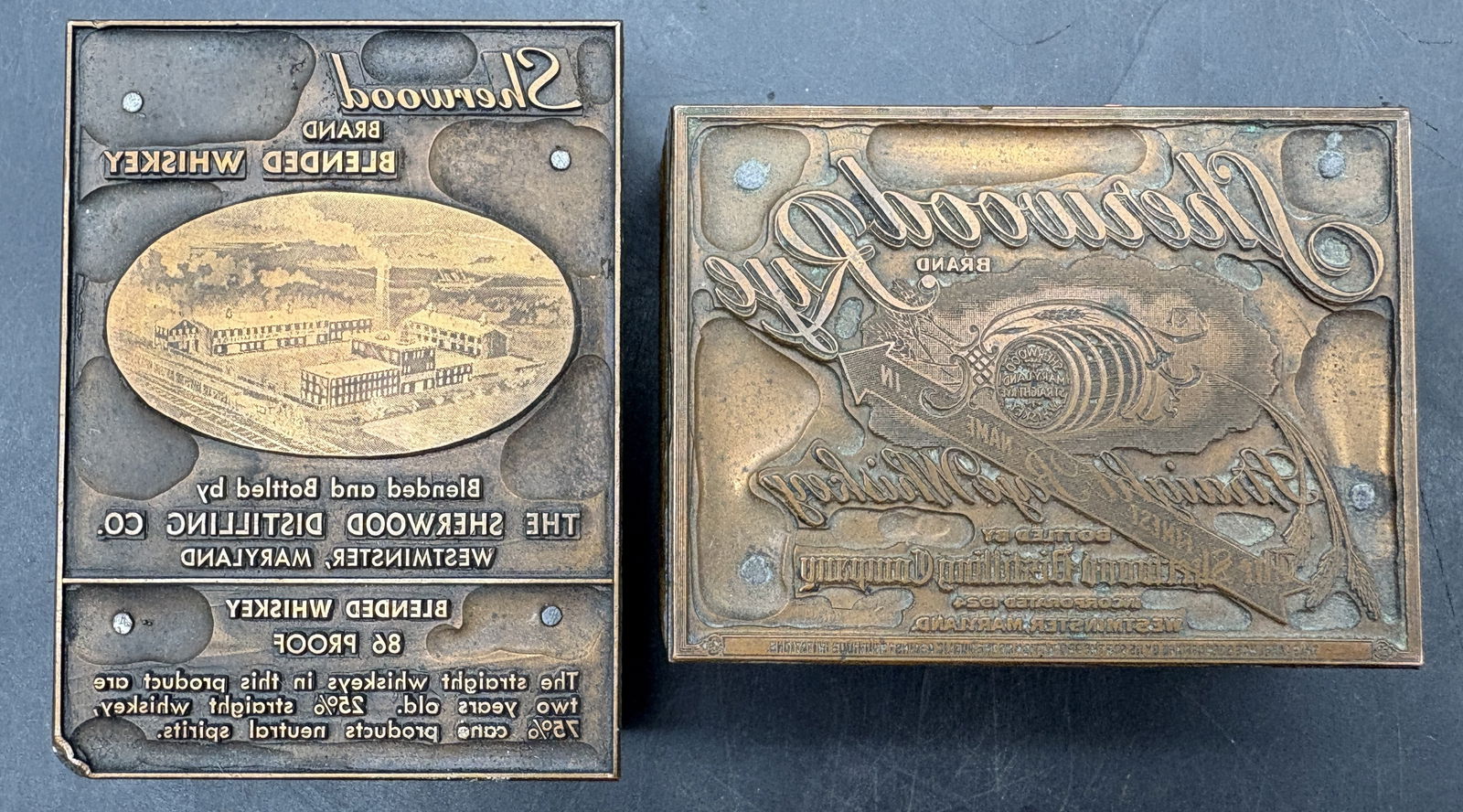 Vintage Sherwood Distilling Printing Blocks Rye and Whiskey Westminster MD (1 of 7)