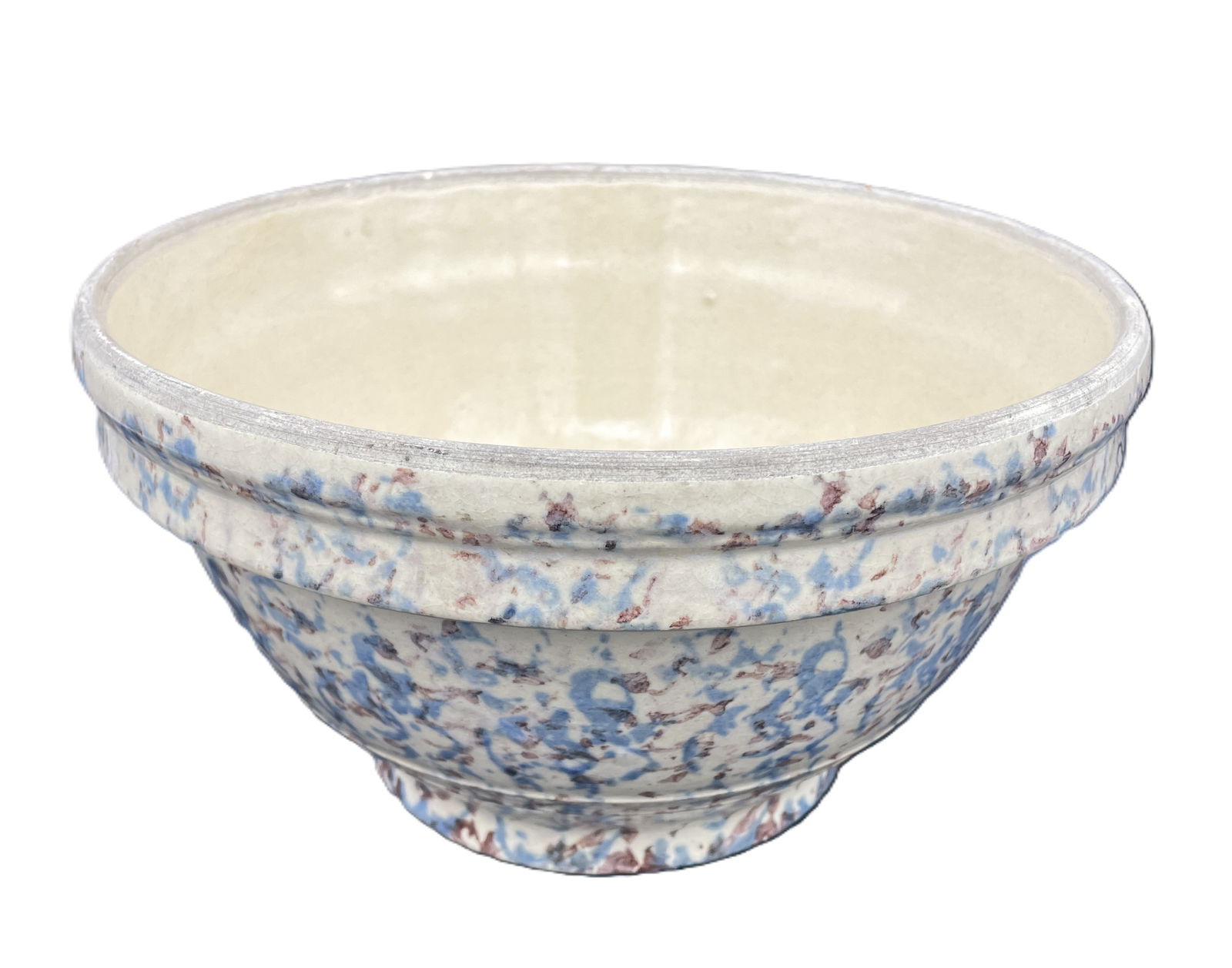 Beautiful Large Primitive Pottery Spongeware Mixing Bowl (1 of 8)