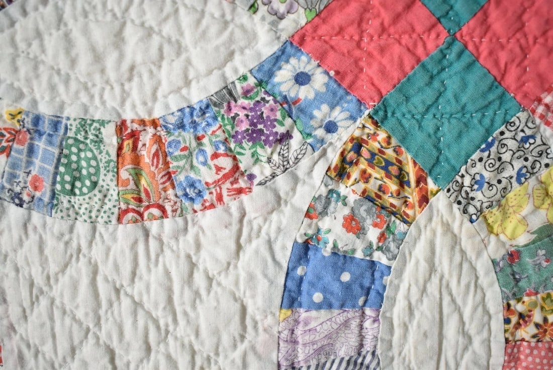 30's Double Wedding Ring Quilt - 5