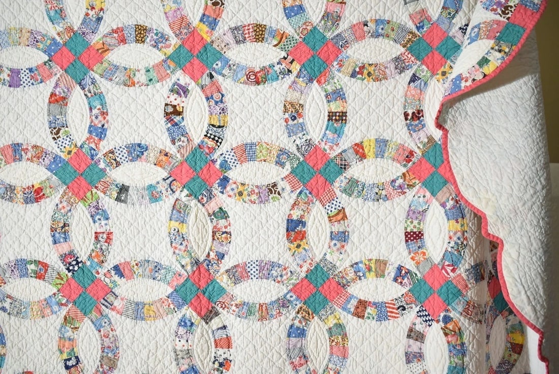 30's Double Wedding Ring Quilt - 8