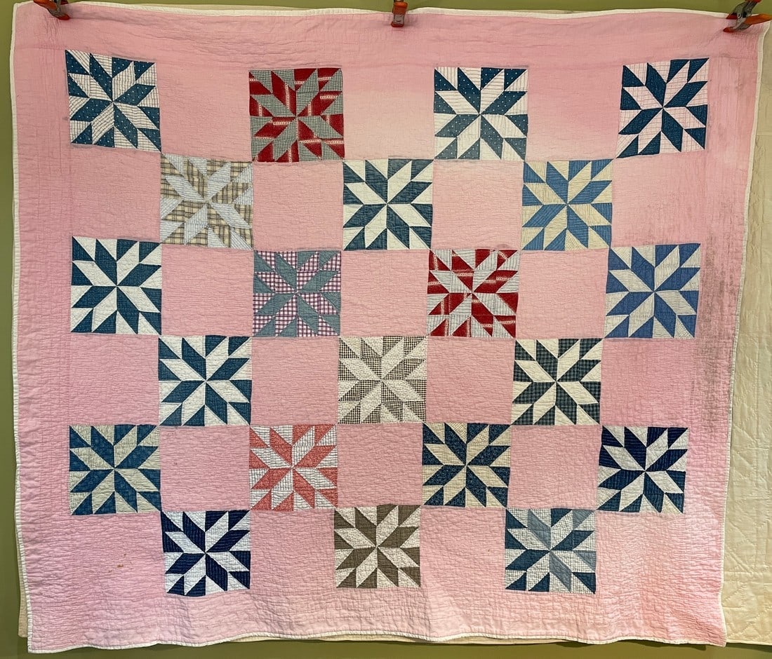 Vintage Snowflake Star Quilt Hand Sewn Patchwork (1 of 8)