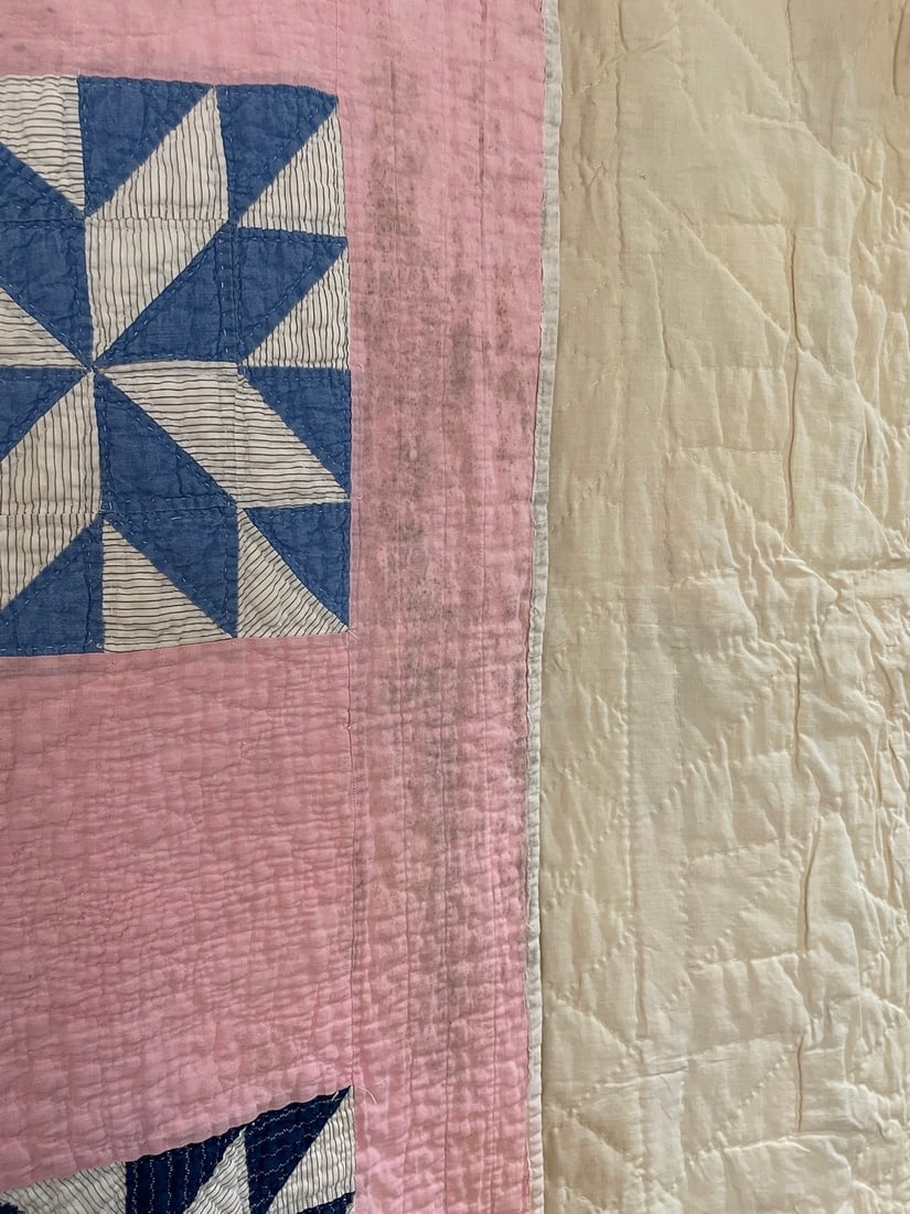 Vintage Snowflake Star Quilt Hand Sewn Patchwork - 4