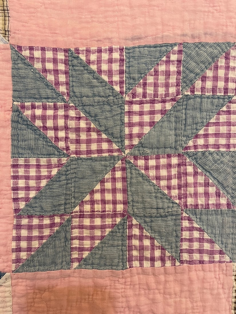 Vintage Snowflake Star Quilt Hand Sewn Patchwork - 5