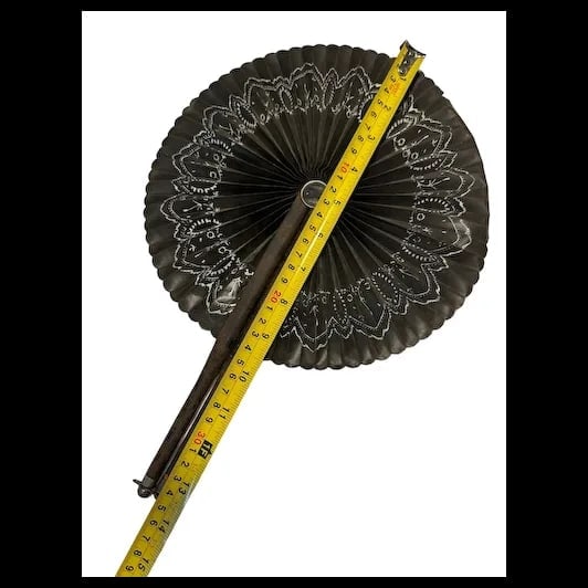 Antique oil cloth old Victorian era fan hand painted - 8