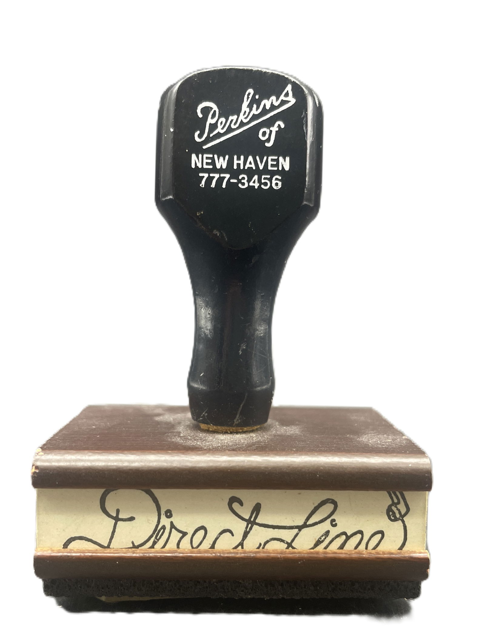 Vintage Ink Stamp Direct Line Confidential with Pic of Two Telephones (1 of 8)