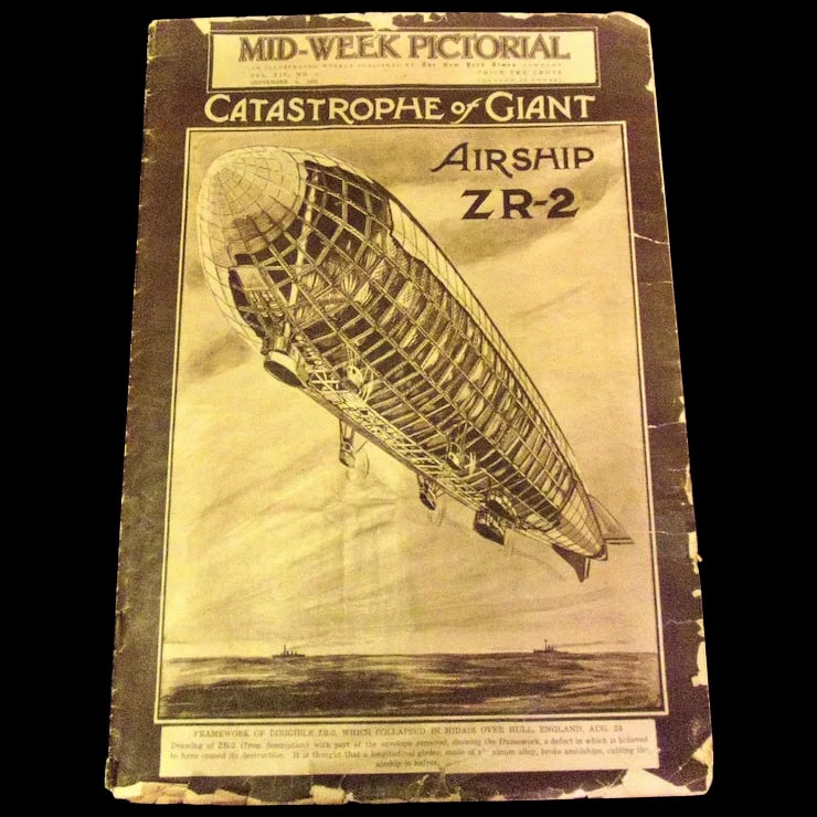Antique Mid-Week Pictorial New York Times Sept 1 1921 Airship Blimp Crash over England (1 of 10)