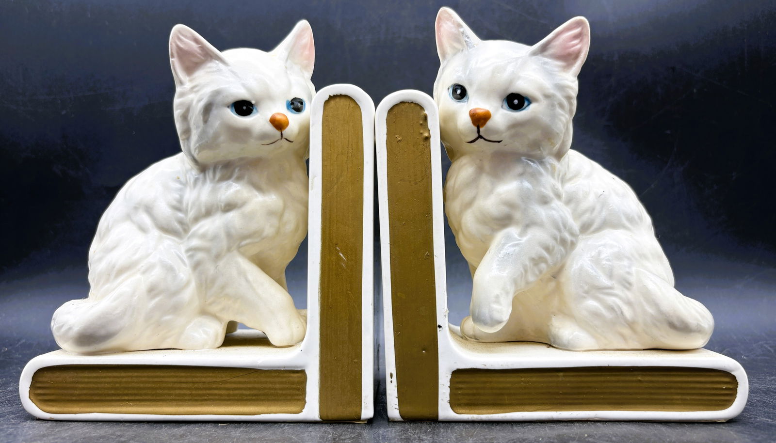 Vintage Lefton White Cat Porcelain Book Ends Ceramic Japan (1 of 8)