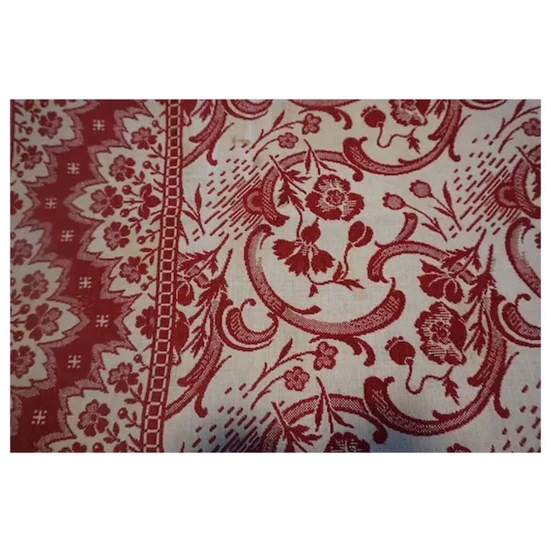 Antique Woven American Coverlet mid 1800's - 11