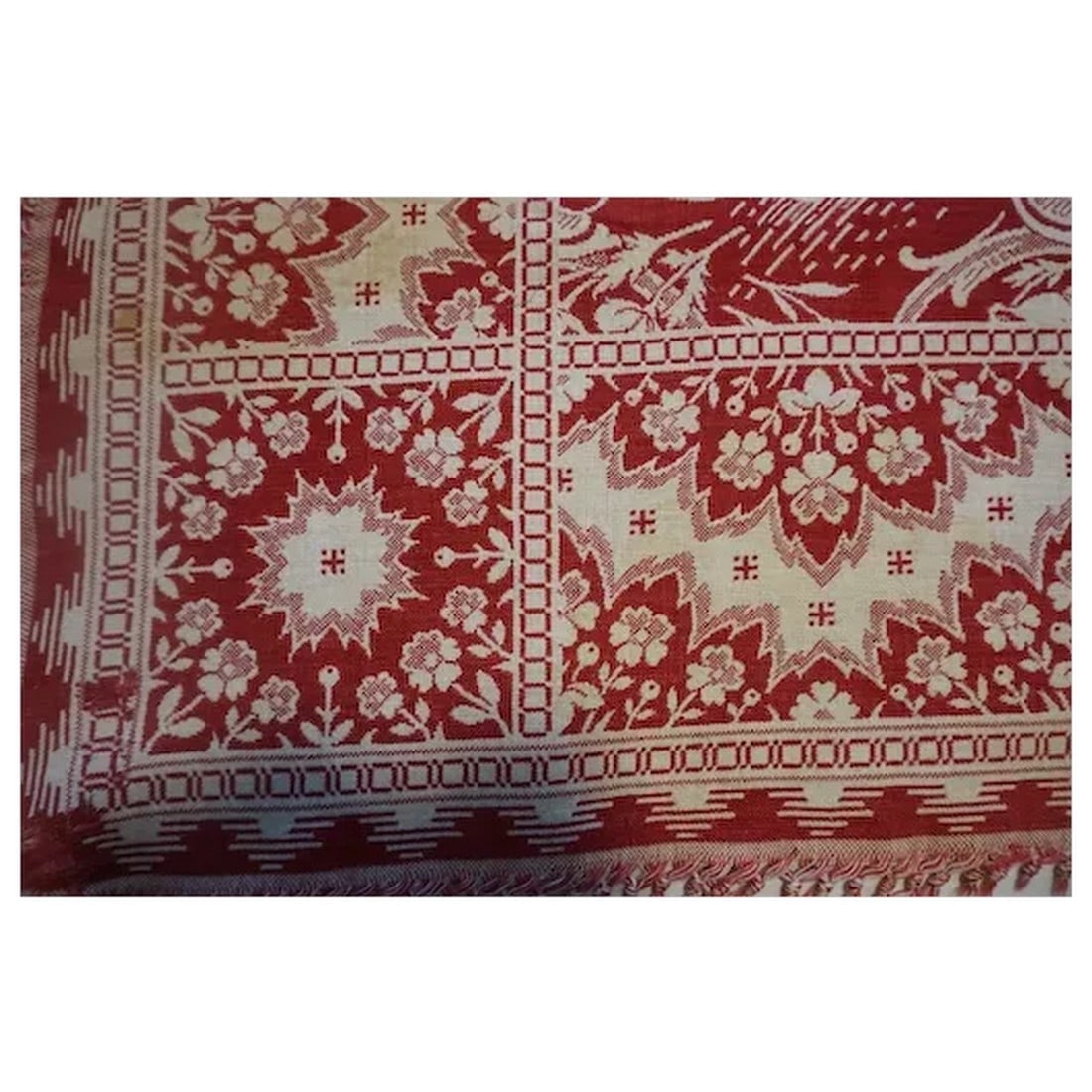 Antique Woven American Coverlet mid 1800's - 3