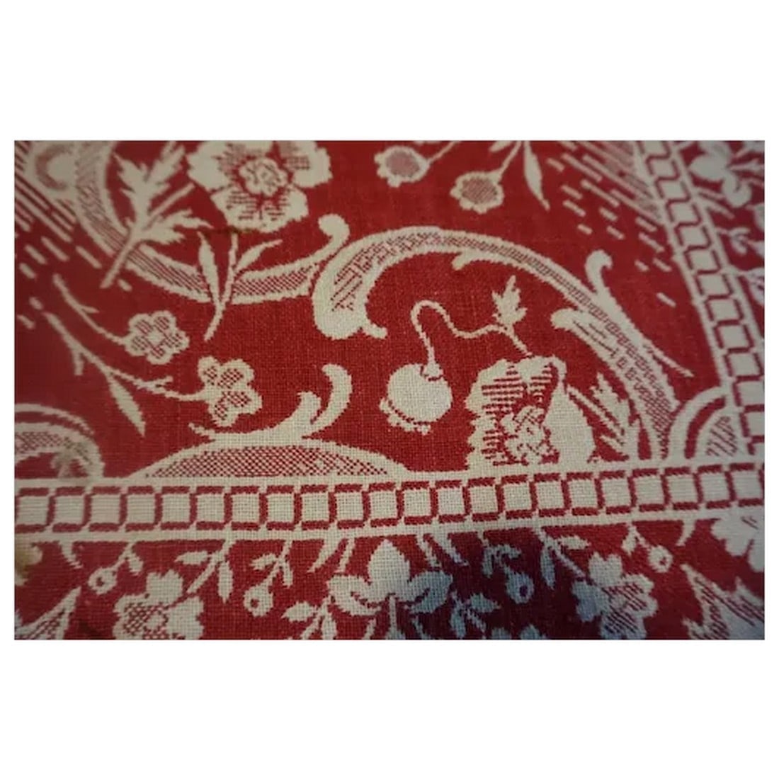 Antique Woven American Coverlet mid 1800's - 5