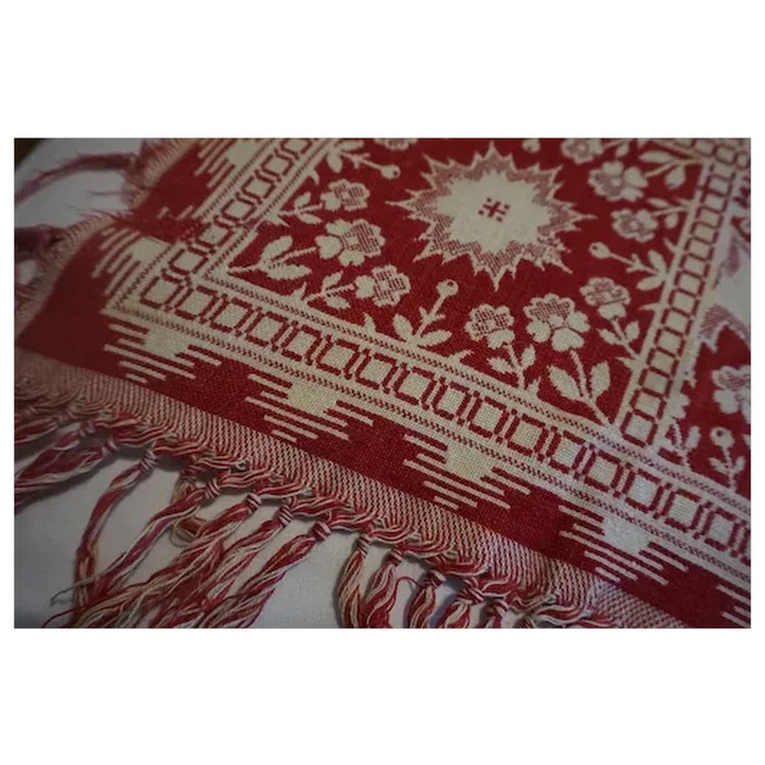 Antique Woven American Coverlet mid 1800's - 6