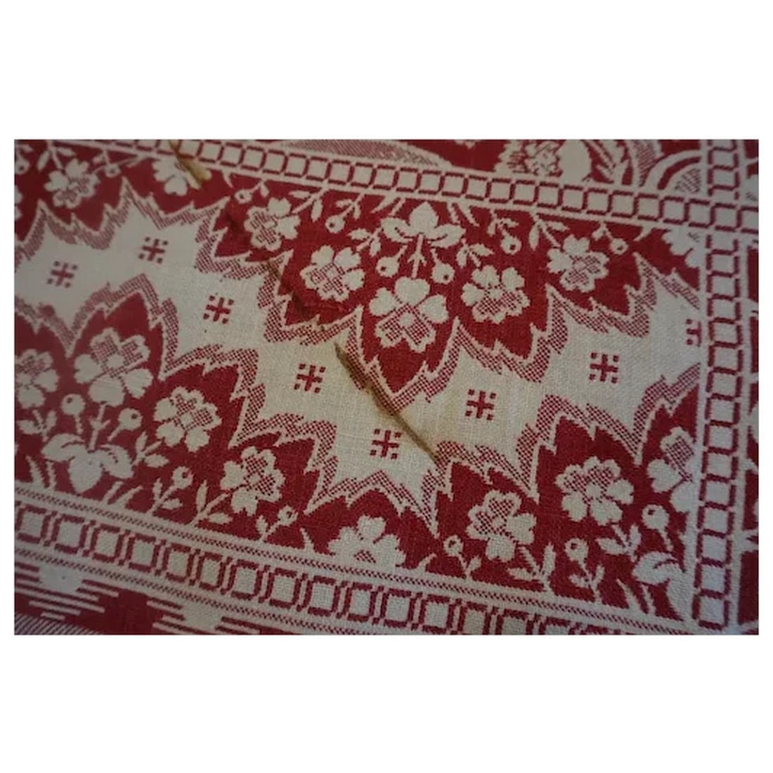 Antique Woven American Coverlet mid 1800's - 8