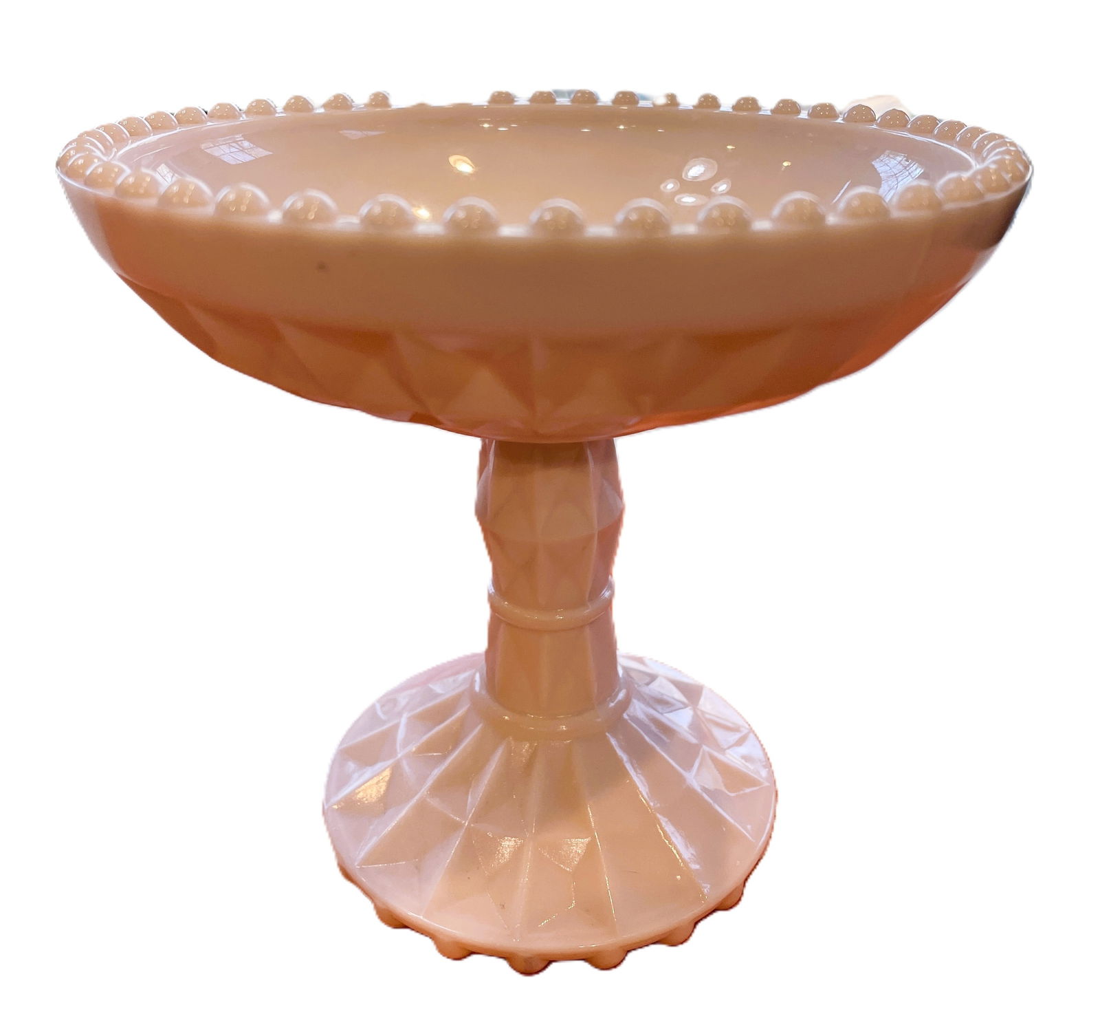 Vintage Jeanette Pink Milk Glass Pedestal Compote Candy Dish (1 of 7)