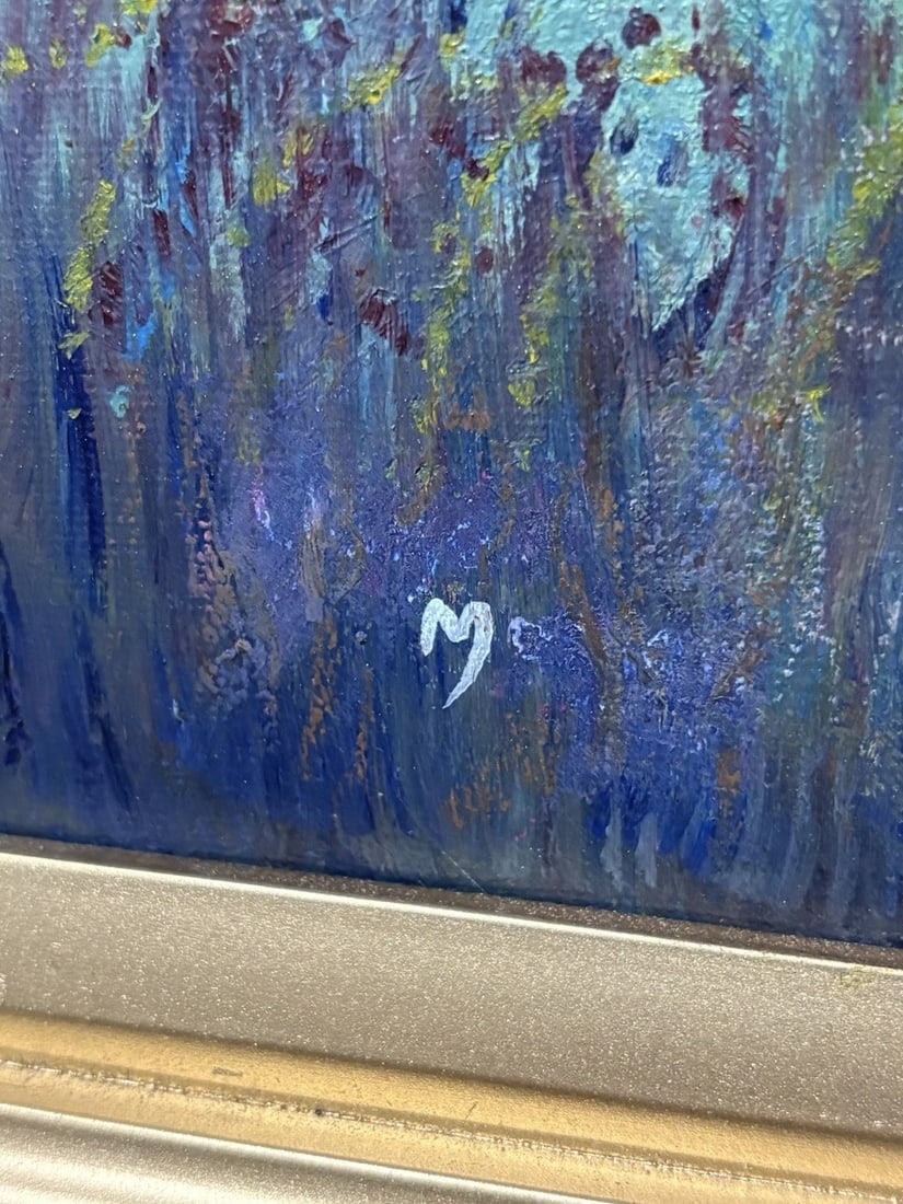 Artist Signed Oil On Canvas Landscape Painting - 5