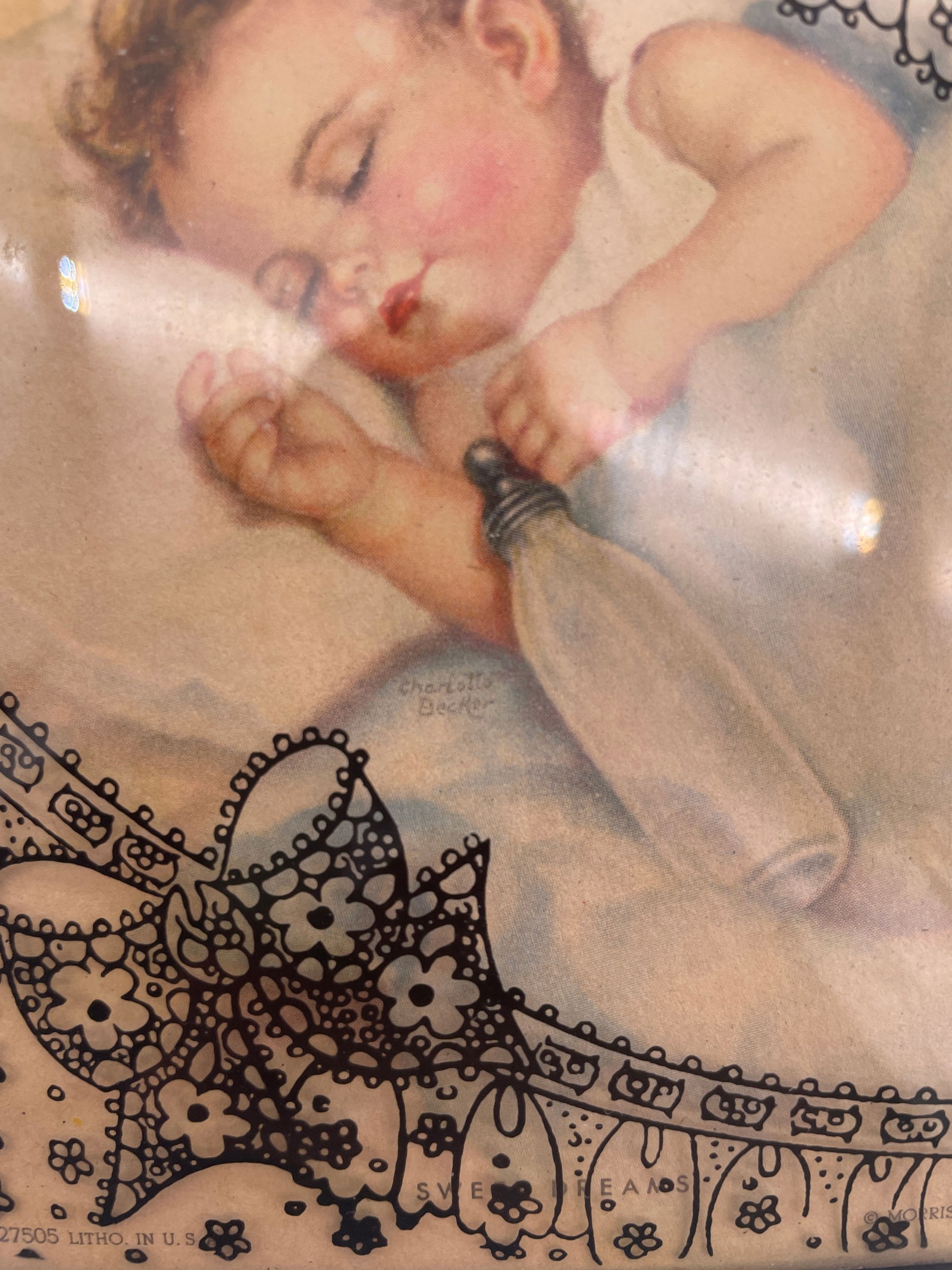 2 CHARLOTTE BECKER LITHOGRAPHS SILHOUETTE CONVEX BUBBLE FRAMES - 5